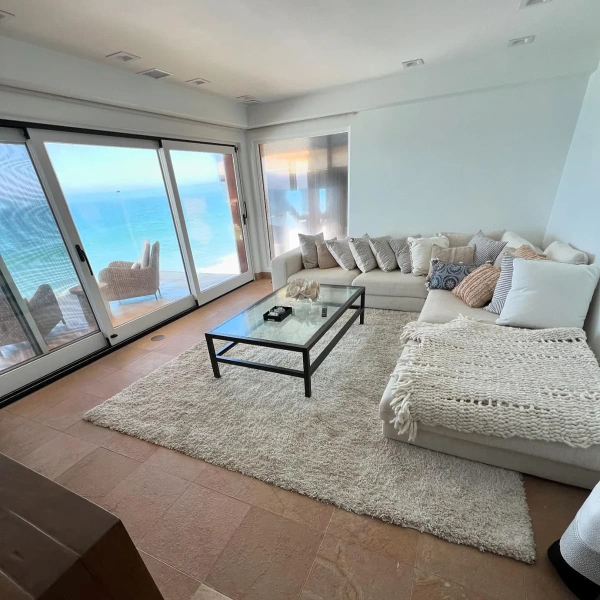 Ocean-view living room ready to enjoy